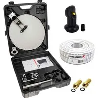 PremiumX Camping SAT Anlage Antenne Single LNB 10m Kabel Stecker im Koffer SAT-Antenne