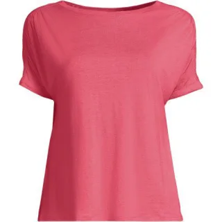 Leinen/Modal-Shirt mit kurzen Ärmeln für Damen, Damen, size: regular, Pink, Leinen/Baumwolle Modal, by Lands' End