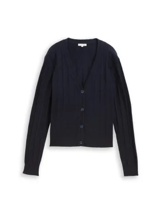Tom Tailor - Rib Cardigan mit Wollanteil sky captain blue - Gr. - XL