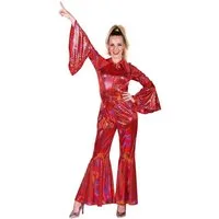 thetru Kostüm Disco Catsuit rot, Ein glänzendes Beispiel für eine 70er Jahre Dancing Queen!