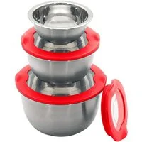KING Schüssel » FRESHIN«, Edelstahl, (Set, 6-tlg), mit Frischaltedeckel, 1.5L, 0.8L, 0.2L, stapelbar