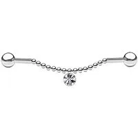viva-adorno Piercing-Set Industrial Piercing Scaffold Ohr Piercing Kette Anhänger Kettchen, Kristall Kugelkette einfach