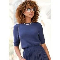 LASCANA Kurzarmpullover mit figurnahem Schnitt aus weichem Strick Sommerpullover, flauschiger Strickpullover, Basicpullover, Halbarm