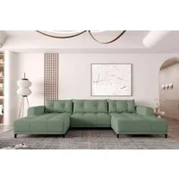 99rooms Wohnlandschaft Massimo, Sofa, U-Form, mit Schlaffunktion, Rundumbezug, in Strukturstoff NEVE