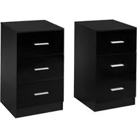 COSTWAY Nachttisch (2-St), mit 3 Schubladen, Büroschrank Beistelltisch 37x34x66,5cm