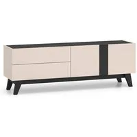 Lomadox Lowboard FRIONA-131, kaschmir schwarz Möbelfüße modern 160 cm breit TV-Board