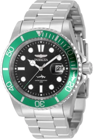 Invicta Pro Diver 50825 Herrenuhr - Quarzwerk - Edelstahl mit schwarzem Zifferblatt - 42 mm