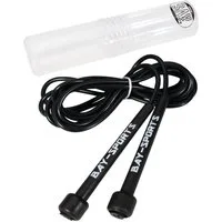 BAY-Sports Springseil High Speed Nylon Sprungseil schwarz Hüpfseil Skipping Rope Adult, Stufenlos Längenverstellbar - Leicht und ergonomisch