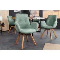 riess-ambiente Polsterstuhl BALTIC mint/natur - Bouclé, Eiche-Massivholz, 360° drehbar, Armlehnen (Einzelartikel, 1 St), Luxuriöser Teddystoff- ideal für Ess-, Wohn- & Schlafzimmer oder Küche