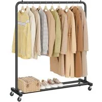 SONGMICS Kleiderständer Kleiderstange, Garderobenständer, mit 2 Rollen mit Bremse, bis 50/90 kg Belastbar
