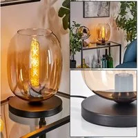 hofstein Tischleuchte Tischlampe aus Metall/Glas in Schwarz/Bernstein/Klar, ohne Leuchtmittel, Leuchte im Industrial/Retro/Vintage-Design mit Glasschirm (20 cm)
