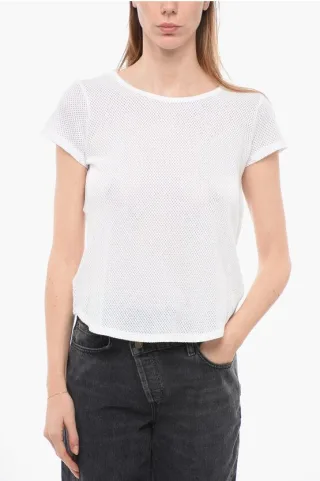 T-Shirt mit Rundhalsausschnitt und durchgehender Perforation