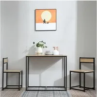 HOMCOM Essgruppe Esstisch mit 2 Stühlen, (Esszimmergruppe, 3-tlg., Küchentisch-Set), für kleine Räume, Küche, Wohnzimmer, Eiche
