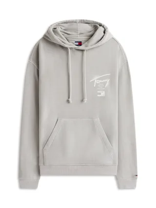 Tommy Jeans - Signature Relaxed Fit Hoodie mit Rückenlogo grau - Gr. - S