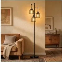VASAGLE Stehlampe Standleuchte, 3-flammige Stehleuchte, Helligkeit einstellbar, Metallschirm, 3 E27-Fassungen, modern