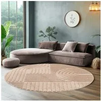 SIMPEX24 Designteppich Skandinavischer Boho, Rund, Höhe: 8 mm, Teppich Wohnzimmer, Schlafzimmer, Gästezimmer