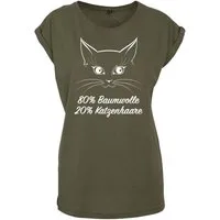 Youth Designz Print-Shirt Katzenhaare Damen T-Shirt mit lustigem Spruch als Geschenk für Frauen Fun Shirt mit modischem Statement Print