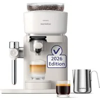 PHILIPS baristina Espressomaschine Latte BAR400/00 mit Mahlwerk für ganze Bohnen und Milchschaumdüse, 3 Schaumarten, 16 bar Pumpendruck, Naturweiß/Weiß