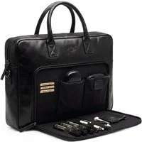 SID & VAIN Messenger Bag echt Leder Aktentasche groß 15 Zoll schwarz Umhängetasche Business, Laptoptasche 15 Zoll, Arbeitstasche Umhängetasche Herren schwarz