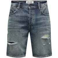 ONLY & SONS Jeansshorts Denim Midi Mid Waist Pants ONSEDGE RAM DBD DEST 9648 AZG DNM SHORTS