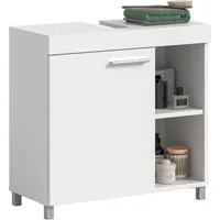welltime Waschbeckenunterschrank HANO, Badezimmer, WBU, Waschtisch, Kommode, Unterschrank (in 2 verschiedenen Farben und 2 verschiedenen Ausstattungen erhältlich) 1 Tür, 2 höhenverstellbare E-Böden, 4 Fächer, mit Siphonausschnitt