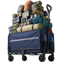 relaxdays Bollerwagen Faltbarer Bollerwagen mit Heckklappe, blau