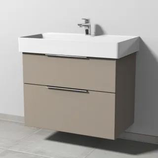 Sanipa 3way Waschtischunterbau zu Duravit Dura Square Waschtisch mit 2 Auszügen, Sandgrau-Matt UF42867