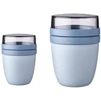 Mepal Lunchbox Lunchpot 2-teilig Kunststoff To Go Frühstück, Polypropylen (PP), PCTG, geeignet für Tiefkühler, Mikrowelle & Spülmaschine, Nordic Blue