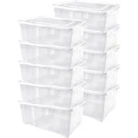 ALPFA Schuhbox 10 er Set je 10,0 Liter Klarsichtboxen Stapelboxen Kunststoffboxen (Spar-Set, 10 Boxen + 10 Deckel), stapelbar