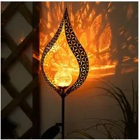 GLOBO LIGHTING LED Solarleuchte, LED-Leuchtmittel fest verbaut, Warmweiß, Solarleuchte Flamme Garten Solarstab für Außen Solar Garten Deko für