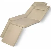 Beautissu Polsterauflage 2er Set Luxus Deckchair Auflage LoftLux DC, 175x45x5cm, Natur, Polsterauflage für Liegestuhl Gartenliege Polster Bezug Abnehmbar