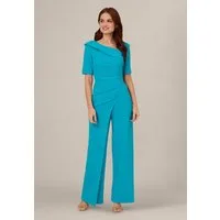 Adrianna Papell Jumpsuit Knit Crepe Jumpsuit Asymmetrischer, moderner Wide-Leg-Jumpsuit