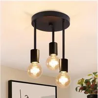 Nettlife Deckenstrahler Schwarz Vintage E27 3 Flammig Schlafzimmer Deckenleuchte, LED wechselbar, Schlafzimmer, Kinderzimmer, Wohnzimmer, Küche, Esszimmer