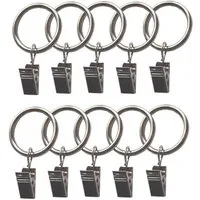 BASIT Gardinenring Metallringe mit Metallklemmen C16, für 16 mm Gardinenstangendurchmesser geeignet, (10-St)