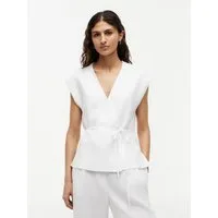 Tommy Hilfiger Wickelbluse ESS LINEN WRAP TIE NS VEST Materialmix, Bindeband