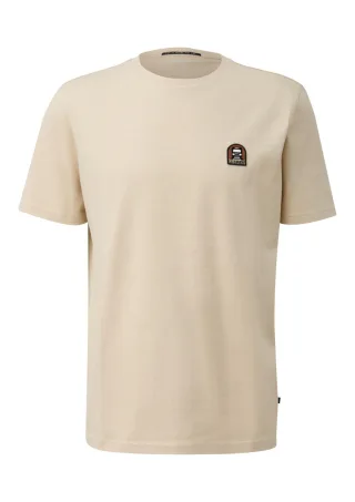 Q/S designed by - T-Shirt aus schwerer Jerseyware mit gesticktem Patch beige - Gr. - S