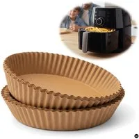 LS-LebenStil Backpapier Rund 20cm Set 100 Stück FSC für Airfryer Heißluftfritteuse Ninja, FSC zertifiziert, Antihaftbeschichtete Einweg Backeinlagen Zuschnitte