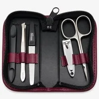 EloModa Maniküre-Kosmetik-Etui 5-tlg Maniküre-Set aus Echtleder – Made in Germany, Solingen Instrume, 5 tlg., Made in Germany
