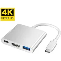 TradeNation Laptop-Dockingstation 3IN1 USB C Hub Adapter Typ-C auf USB HDMI 4K HD TV Kabel Mac Samsung, (1 St), Schnellladen