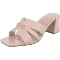 Ital-Design Damen Sandale mit Blockabsatz und Schmuckdetail Pantolette (91970796) Blockabsatz Sandalen & Sandaletten in Beige