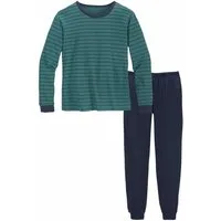 le jogger® Pyjama (2 tlg., 1 Stück) Schlafanzug mit zweifarbig gestreiftem Oberteil