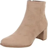 Ital-Design Damen Kniehochstiefel mit Blockabsatz, Schlupfform Stiefelette (92078815) Blockabsatz Stiefeletten in Hellbraun