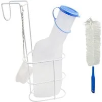 Medi-Inn CLASSIC Urin-Flasche PP 1000 ml für Männer milchig, N15554-KUG (Set, mit Betthalter und Reinigungsbürste), 1000 ml Fassungsvermögen