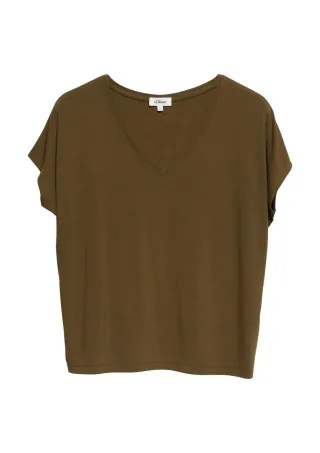 s.Oliver Red Label - T-Shirt mit V-Ausschnitt braun - Gr. - 42