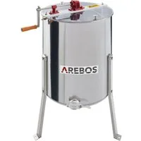 Arebos Bienenbeute Manuelle Honigschleuder, HS 4 Waben, Tangentialschleuder, Imker Honig, Edelstahl, Plexiglasabdeckung für Schutz und Sichtbarkeit