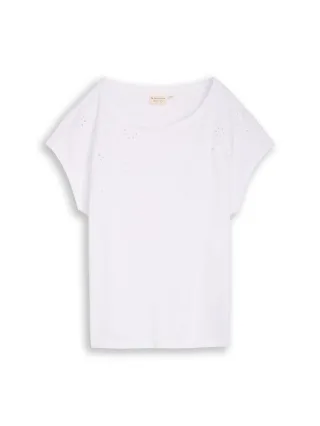 Tom Tailor - T-Shirt mit Lochstickereien white - Gr. - L