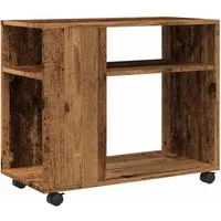 vidaXL Beistelltisch Beistelltisch mit Rollen Altholz-Optik 70x35x60cm Holzwerkstoff (1-St)
