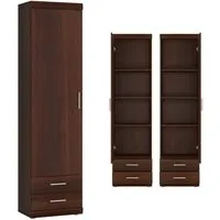 Lomadox Mehrzweckschrank IMPERIA-129 Wohnzimmer schmal 50 cm Nussbaum Schrank Stauraumschrank Esszimmer