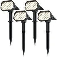 Brandson LED Gartenstrahler Solar Erdspießleuchte, Akku Gartenleuchte, Solarspotlight Wandmontage, Ein-/Ausschalter, mehrere Helligkeitsstufen, LED fest verbaut, Warmweiß, Solarstrahler 80 Lumen, Solarleuchte warmweiß, für Garten & Außen