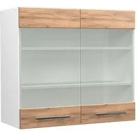 Vicco Glashängeschrank Fame-Line, Goldkraft Eiche/Weiß, 80 cm (1-St)